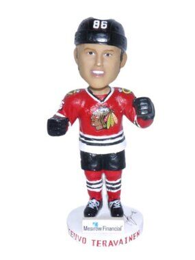 NHL Teuvo Teravainen Chicago Blackhawks 7" bobblehead Kick 10 Mesirow Financial